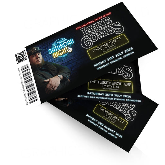 LUKE COMBS CONCERT ticket MY KINDA SATURDAY NIGHT Birthday Surprise Gift Ticket