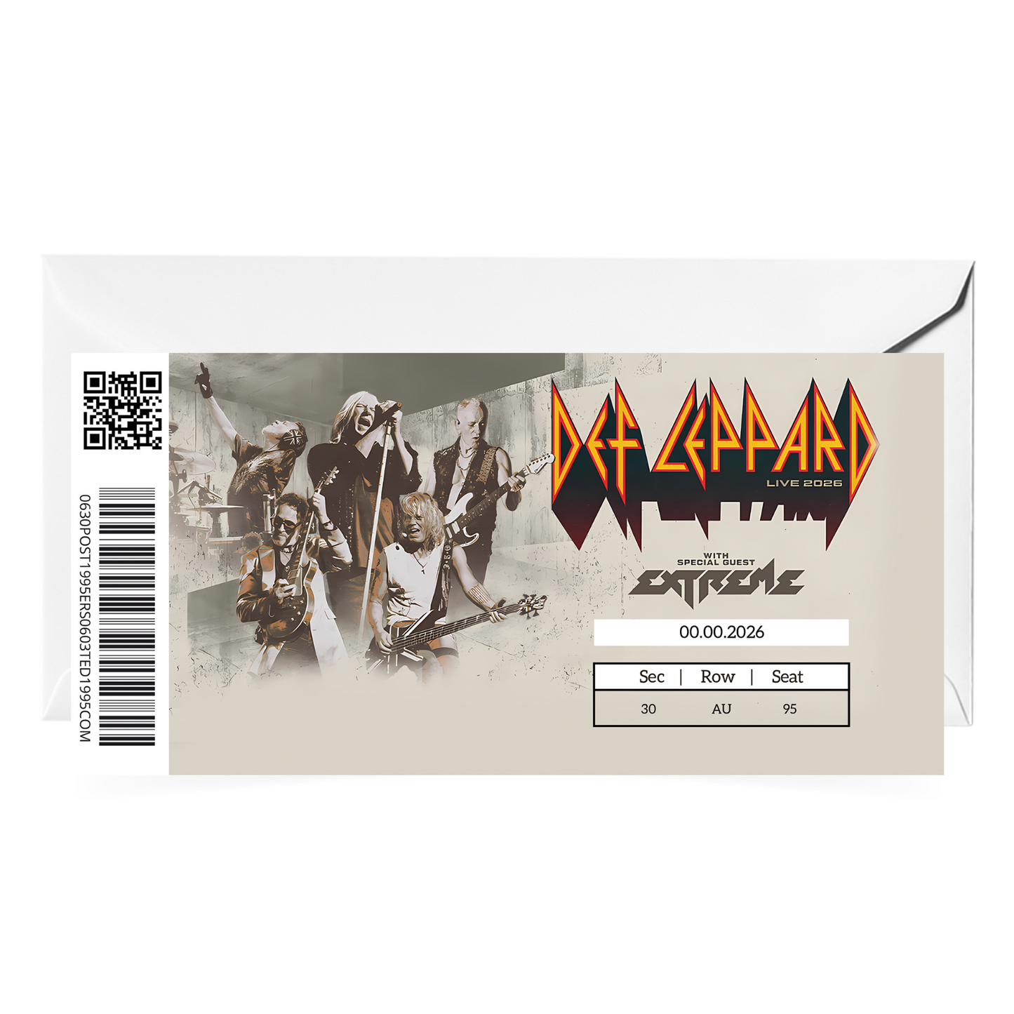 Def Leppard Ticket Live 2026 Tour Keepsake Rock Gift Personalised Mock Ticket