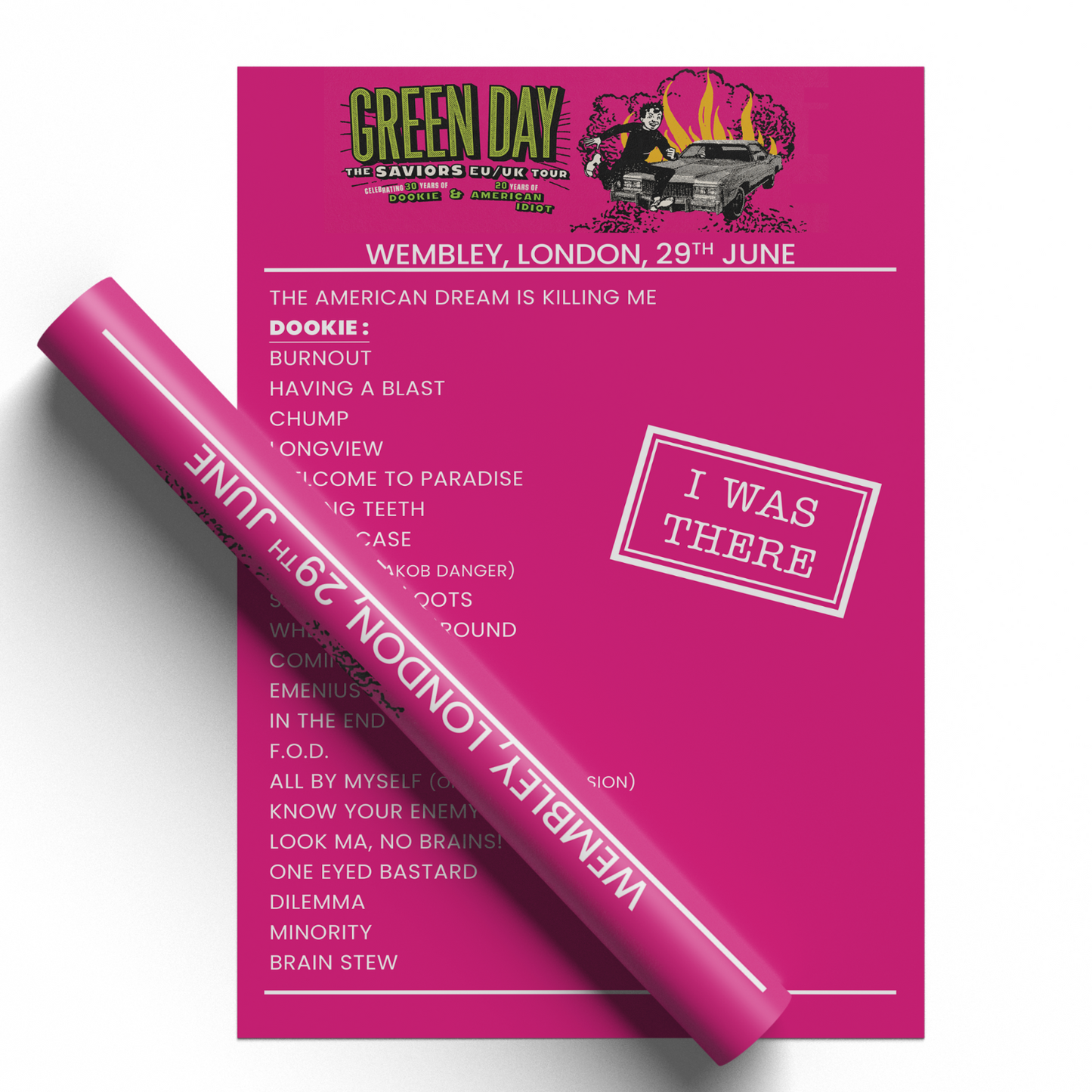 Green Day Wembley 29 June 2024 Setlist Poster For Green Day Fans Music Tour