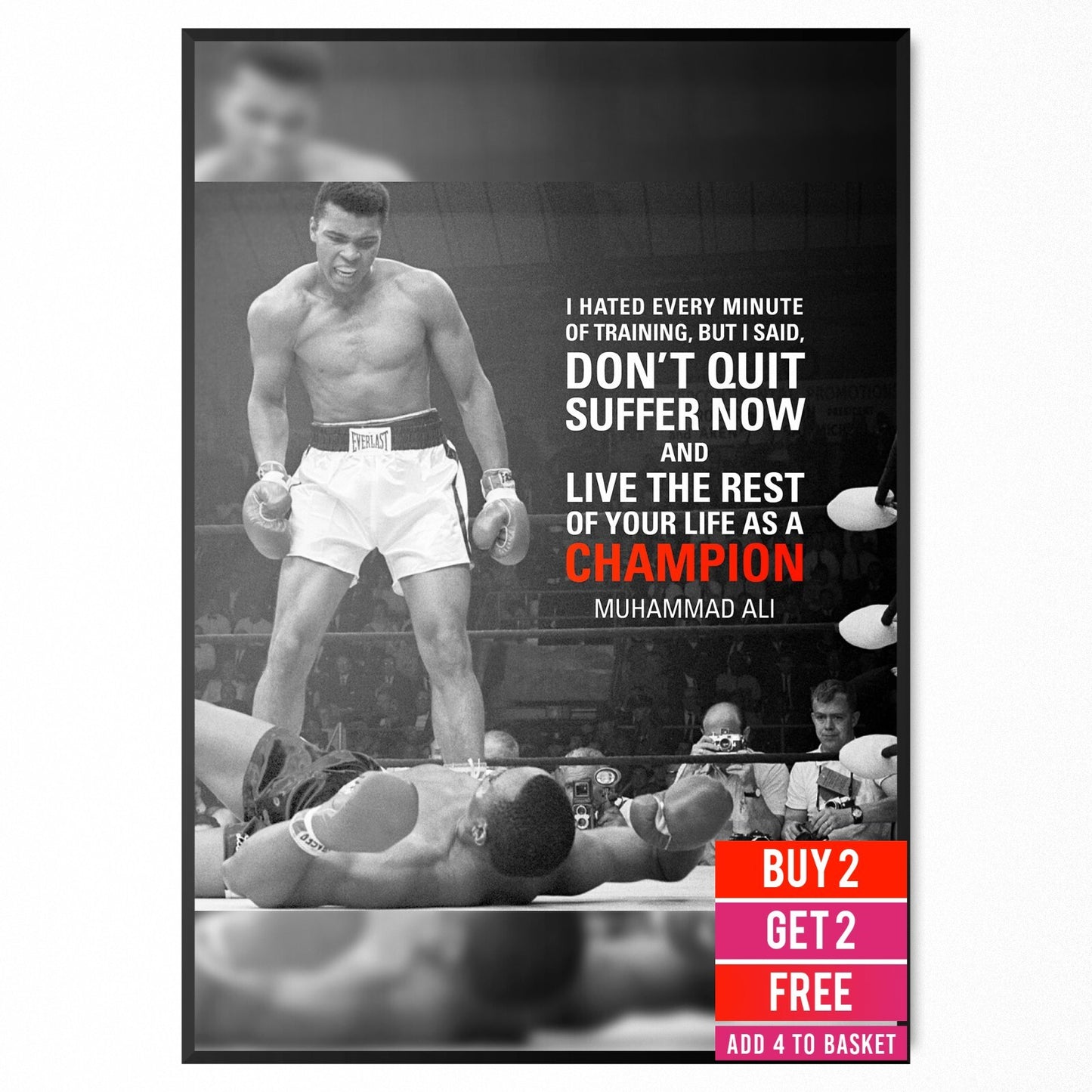MUHAMMAD ALI CHAMPION QUOTE Legend Boxing Gym Poster Art Print | A5 A4 A3 |