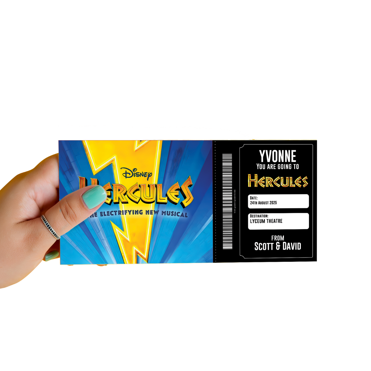 Hercules Musical Theatre Ticket Musical Gift Voucher Surprise Personalised Gift