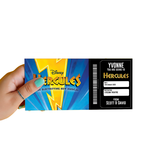 Hercules Musical Theatre Ticket Musical Gift Voucher Surprise Personalised Gift