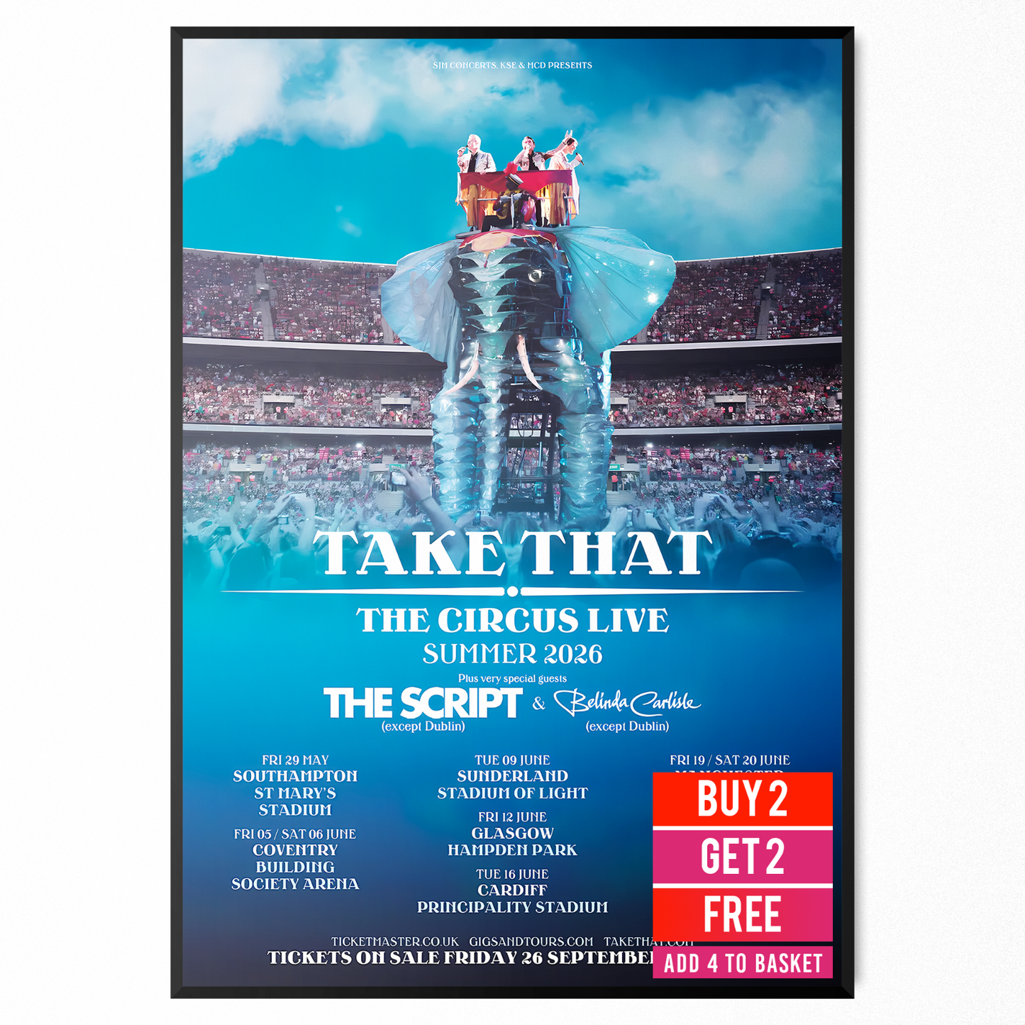 Take That The Circus Concert Gig Poster Summer 2026 For Take That Fans A5-A3