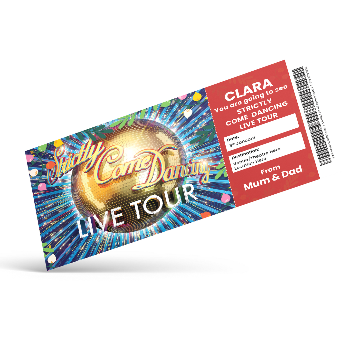 Strictly Come Dancing Live Christmas Ticket Personalised Xmas Ticket Christmas
