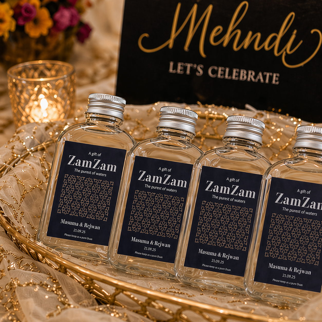 Zam Zam Water Bottles PERSONALISED Sticker Wedding LABELS ONLY Gift Favour
