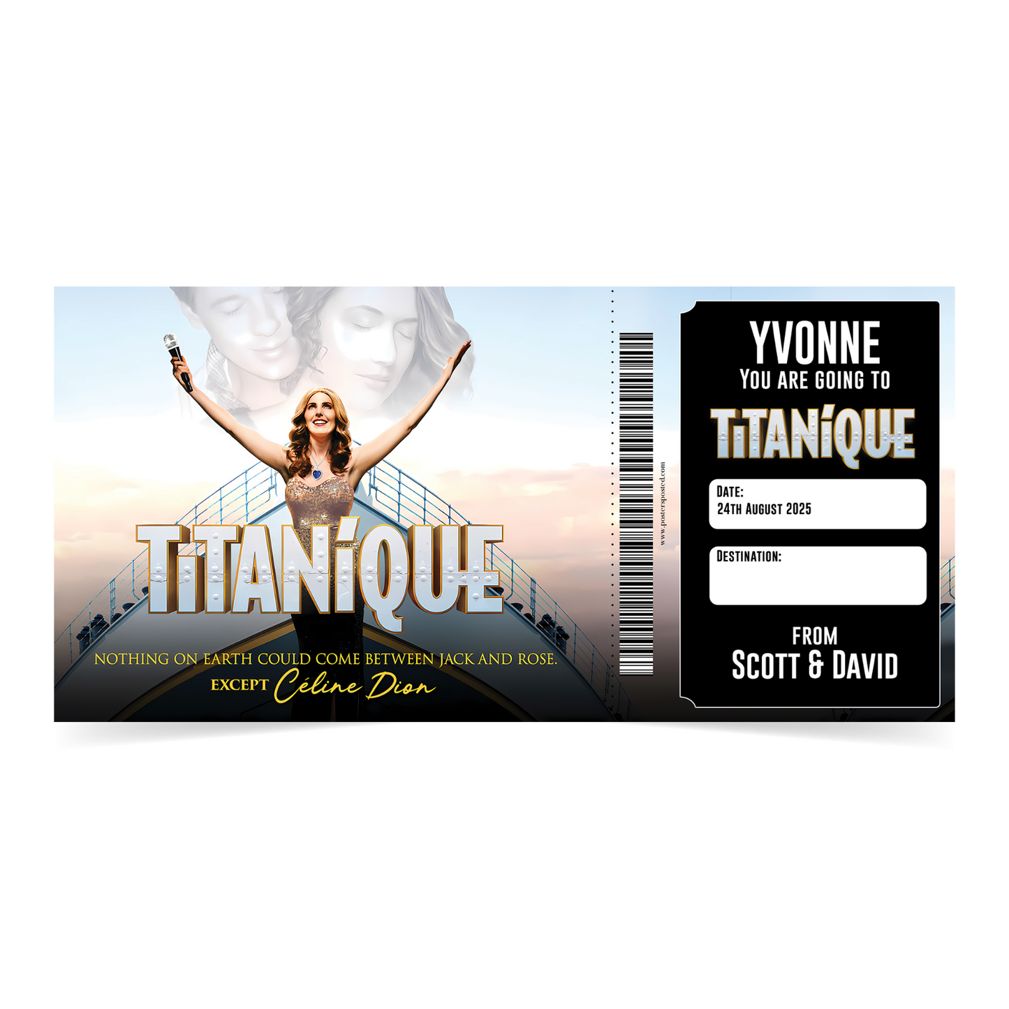 Titanique Musical Theatre Ticket 2026 Gift Personalised Christmas Xmas Ticket