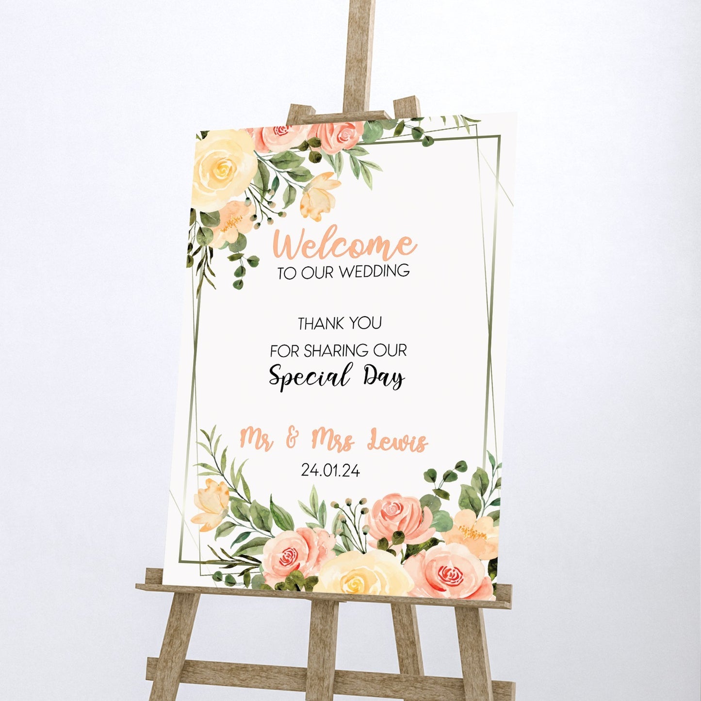 Personalised Wedding Welcome Sign Poster Foliage Ceremony A5-A3 | Custom
