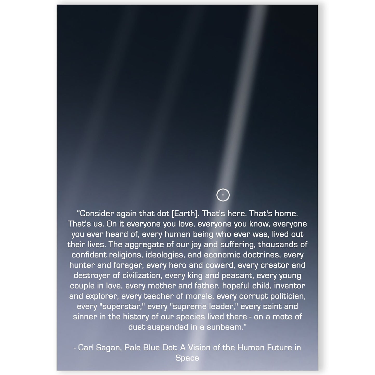 Carl Sagan Pale Blue Dot Original 1990 Photo Quote Classic Poster A5 A4 A3