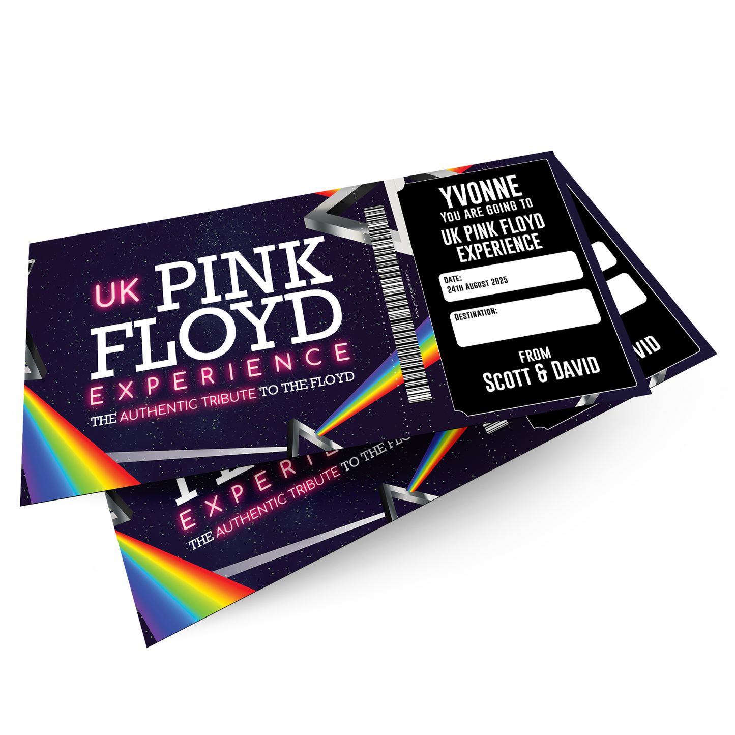 UK Pink Floyd Experience Concert Music Ticket Personalised Christmas Xmas Ticket