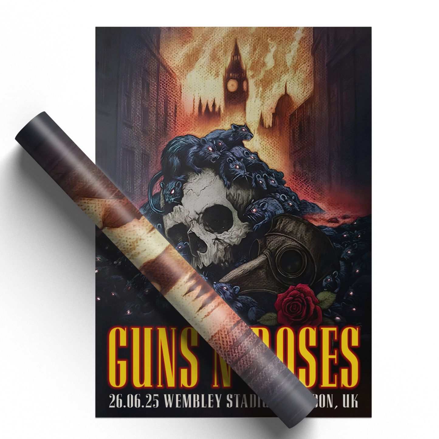Guns N’ Roses UK Tour 26 June 2025 Poster Print For Guns N’ Roses Rock  Fans