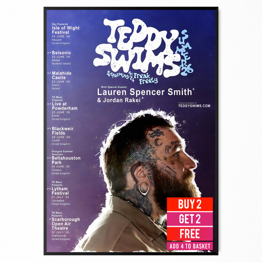 Teddy Swims Poster Live Music Show Summer 2026 Tour Concert UK+Ireland Dates