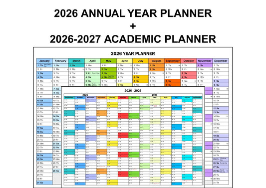 2026-2027 Academic Wall Planner Mid Year Calendar For School Uni Home A3-A2