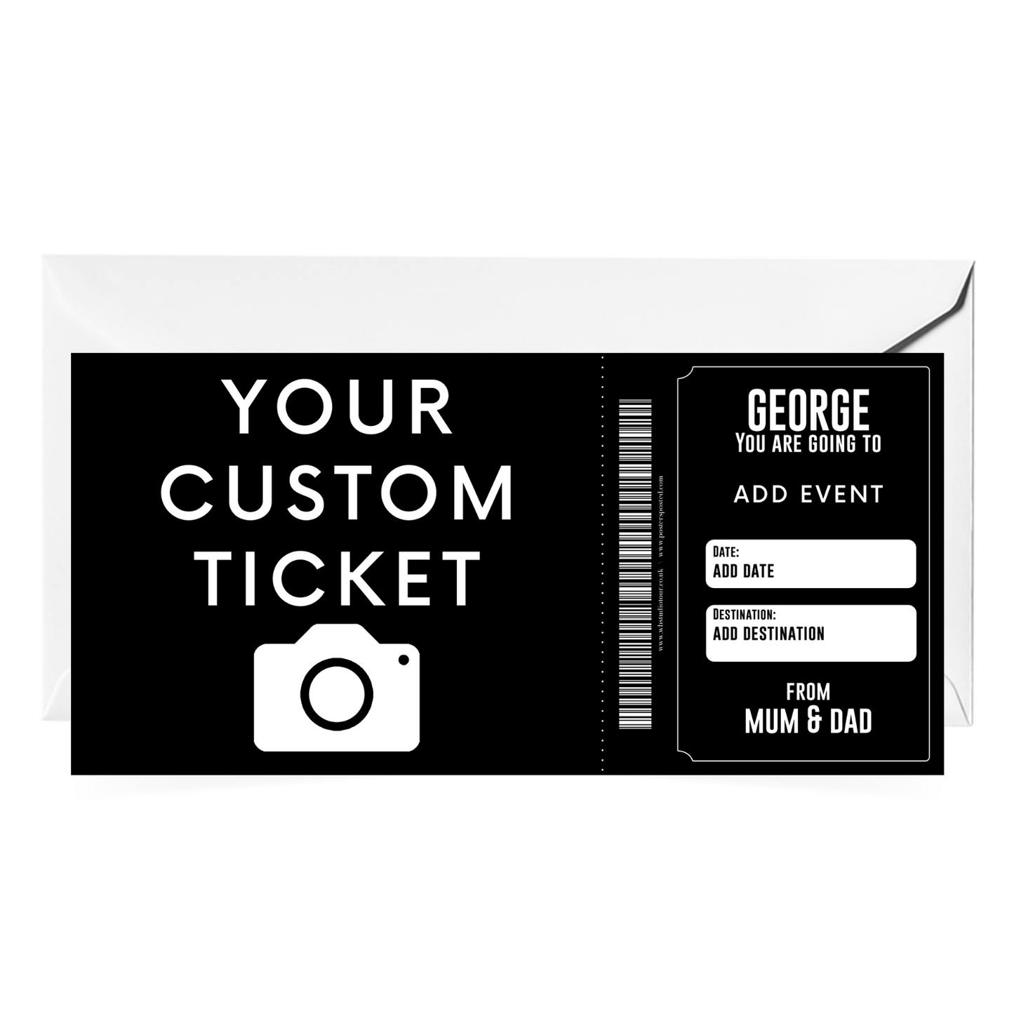 Personalised Custom Concert Ticket Souvenir Festival Gift Voucher Keepsake