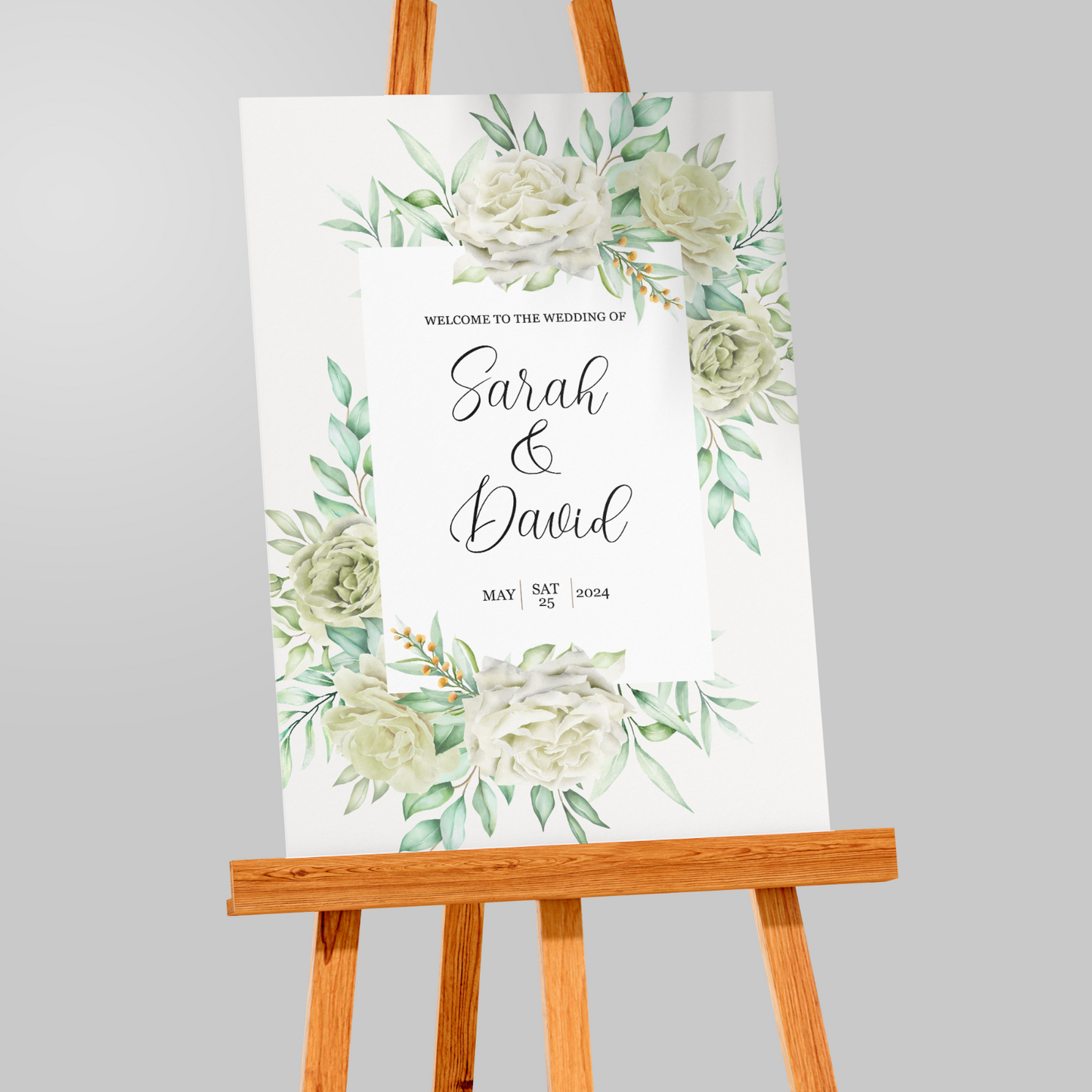 Personalised Wedding Welcome Sign Entrance Poster Botanical Wedding Entrance