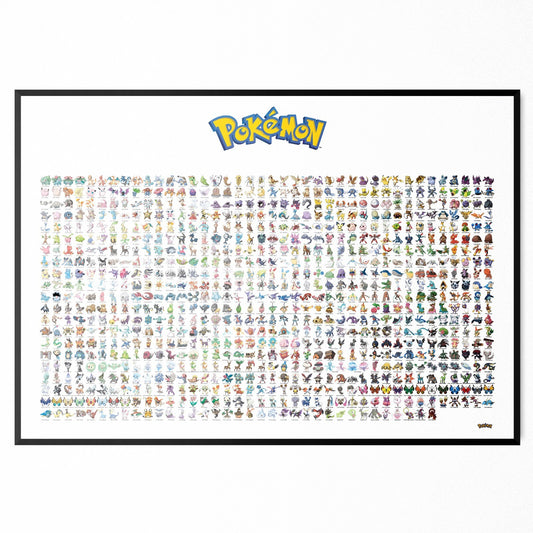 Pokemon Full Pokedex 1-721 Video Game Anime Gen 1 To Gen 6 Poster Print