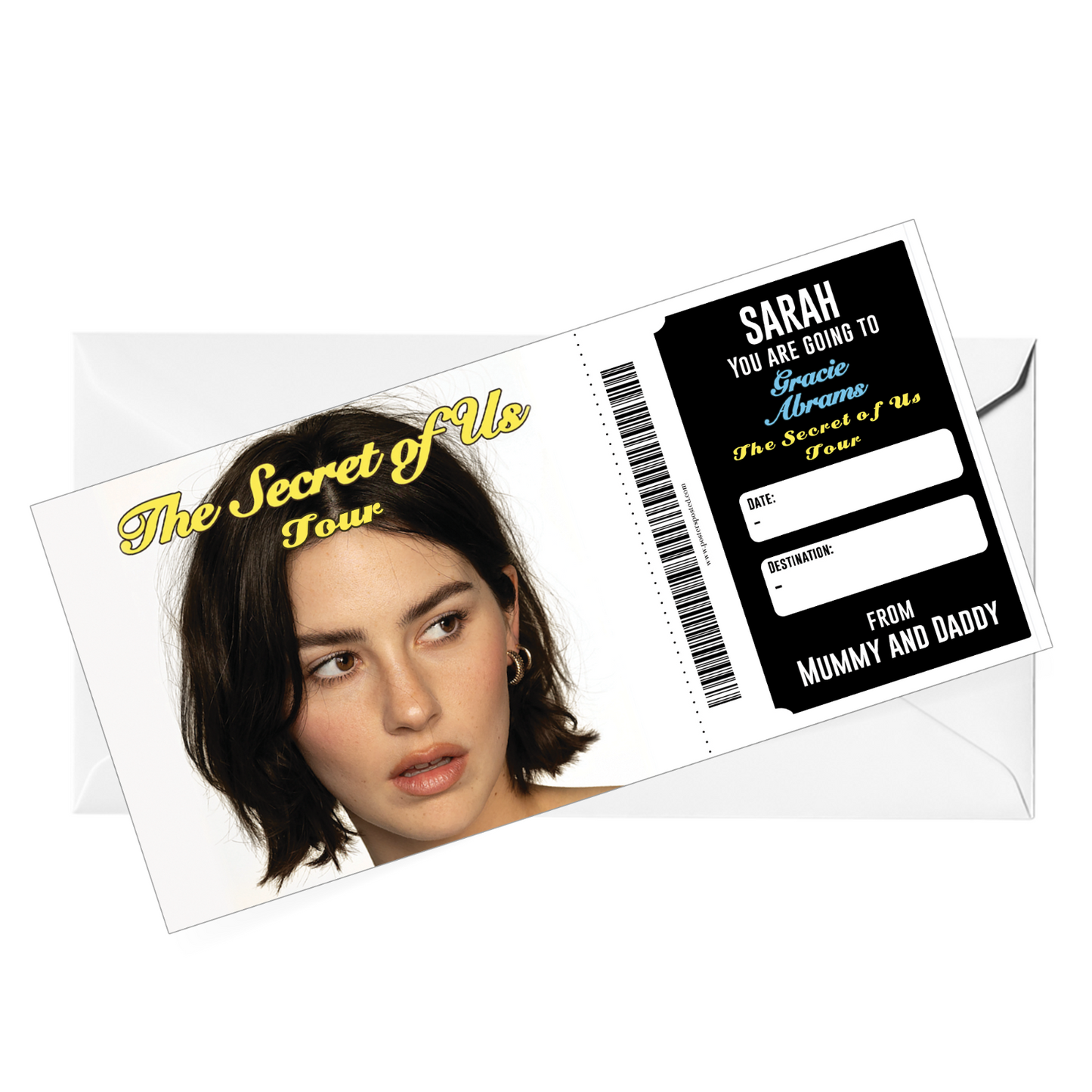 Gracie Abrams Ticket Personalised Surprise Concert Music Ticket Keepsake Gift