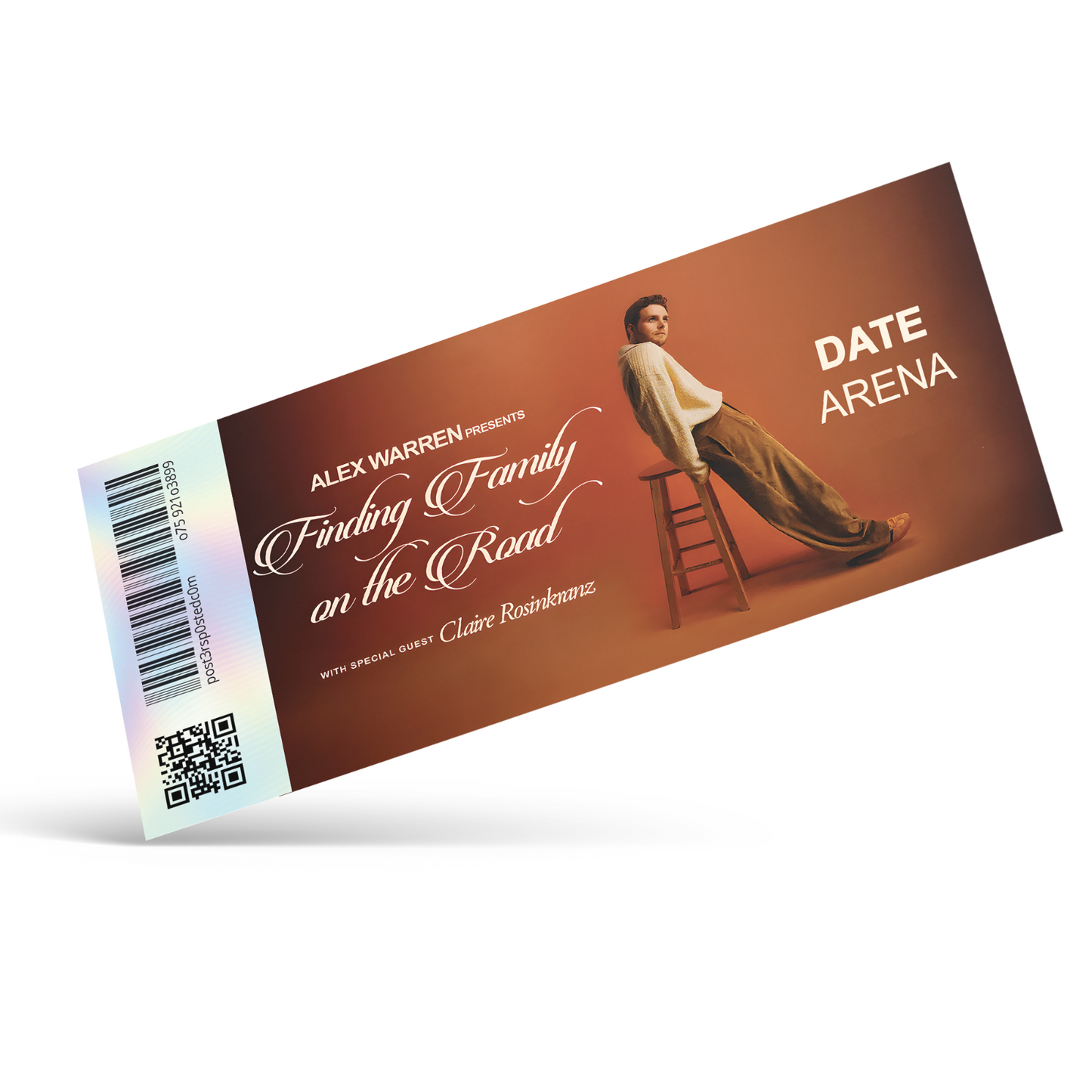 Alex Warren Finding Family on the Road Ticket  Keepsake Mock Ticket Gift Reveal