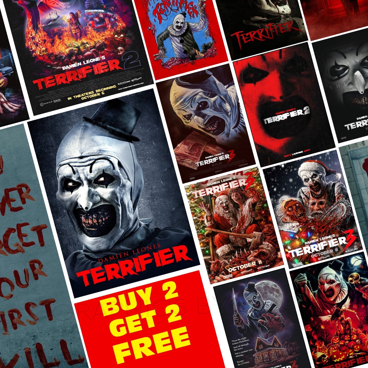 TERRIFIER Movie Posters A5 A4 A3 Buy 2 Get 2 FREE TERRIFIER 1 2 3 Posters