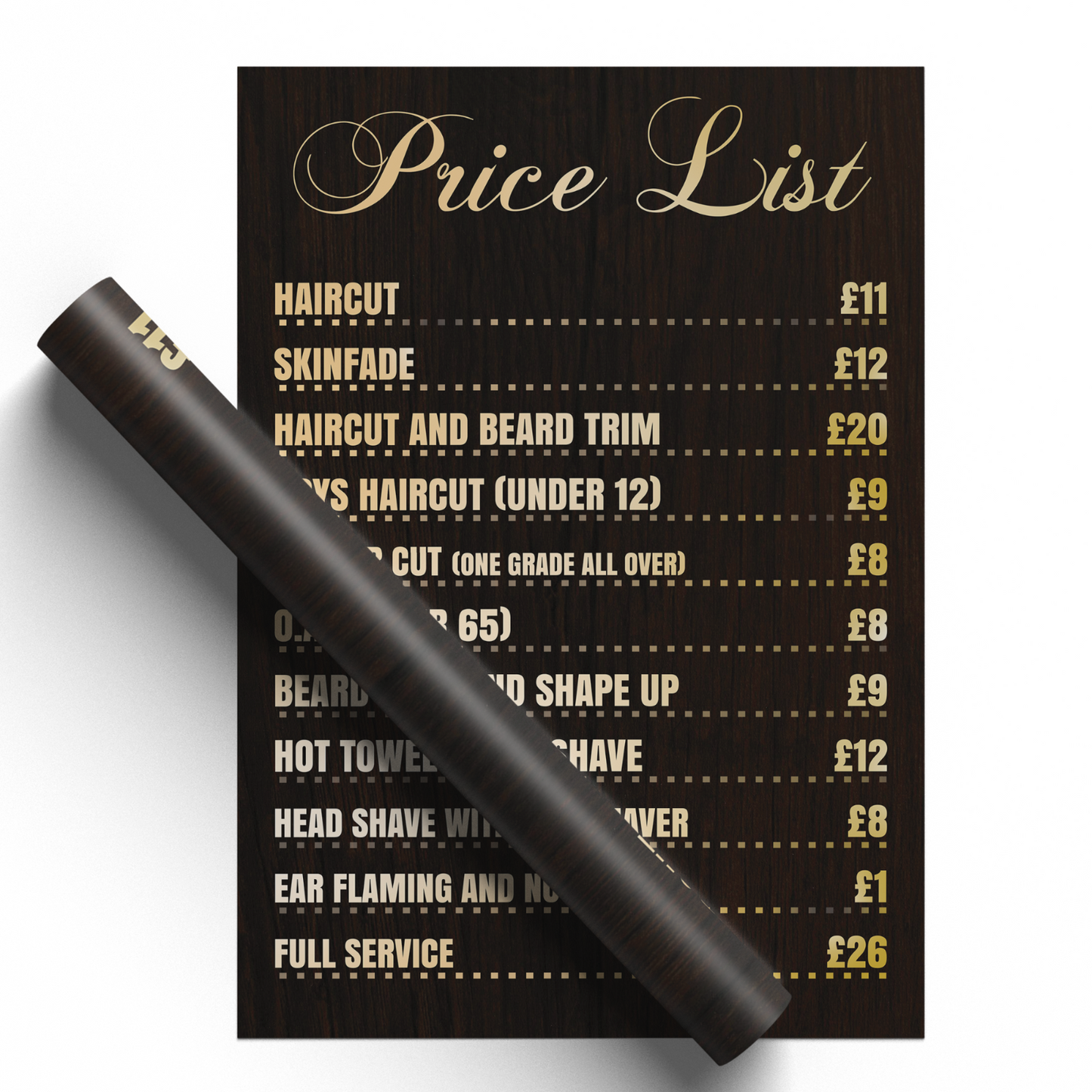 Barber Shop Price List Advertising Salon Sign Poster Indoor Sticker A5-A3