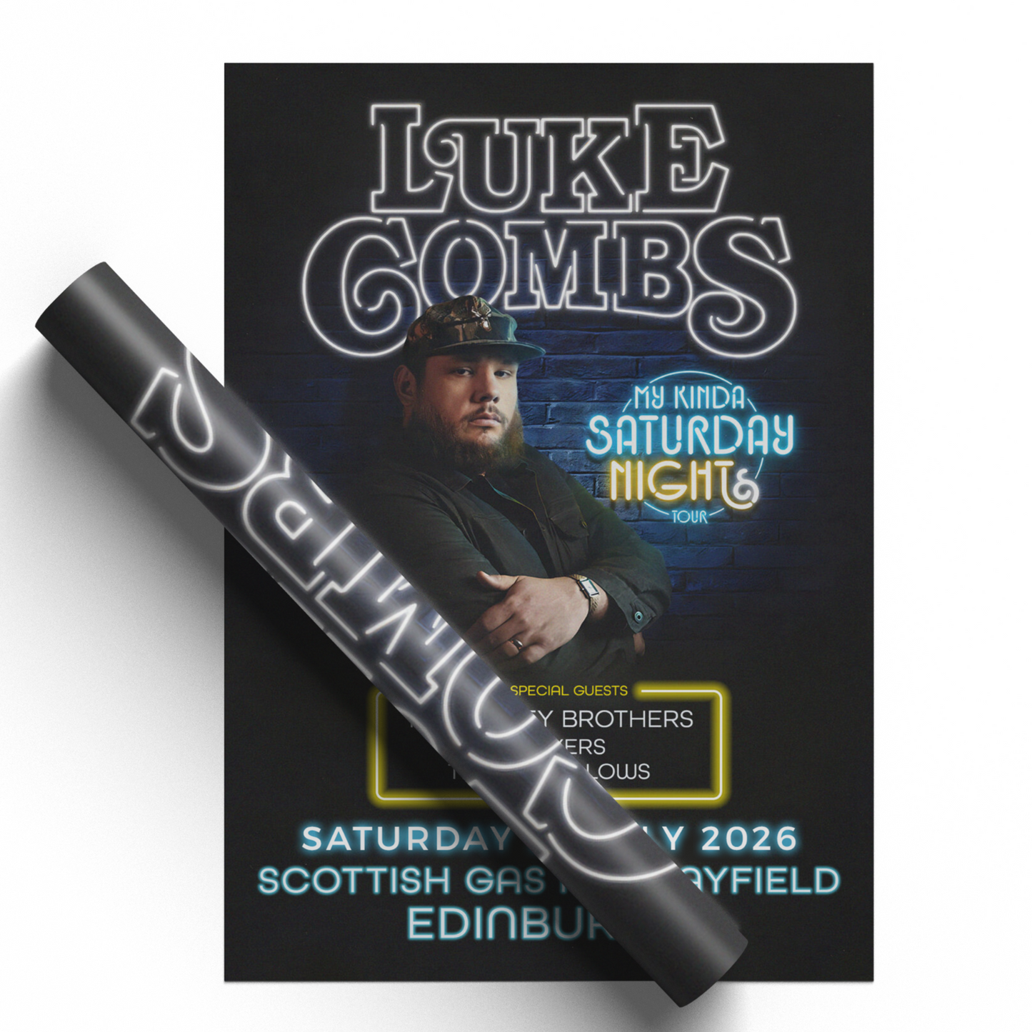 Luke Combs Poster Concert My Kinda Saturdays Edinburgh 25 Jul 2026 A5-A3