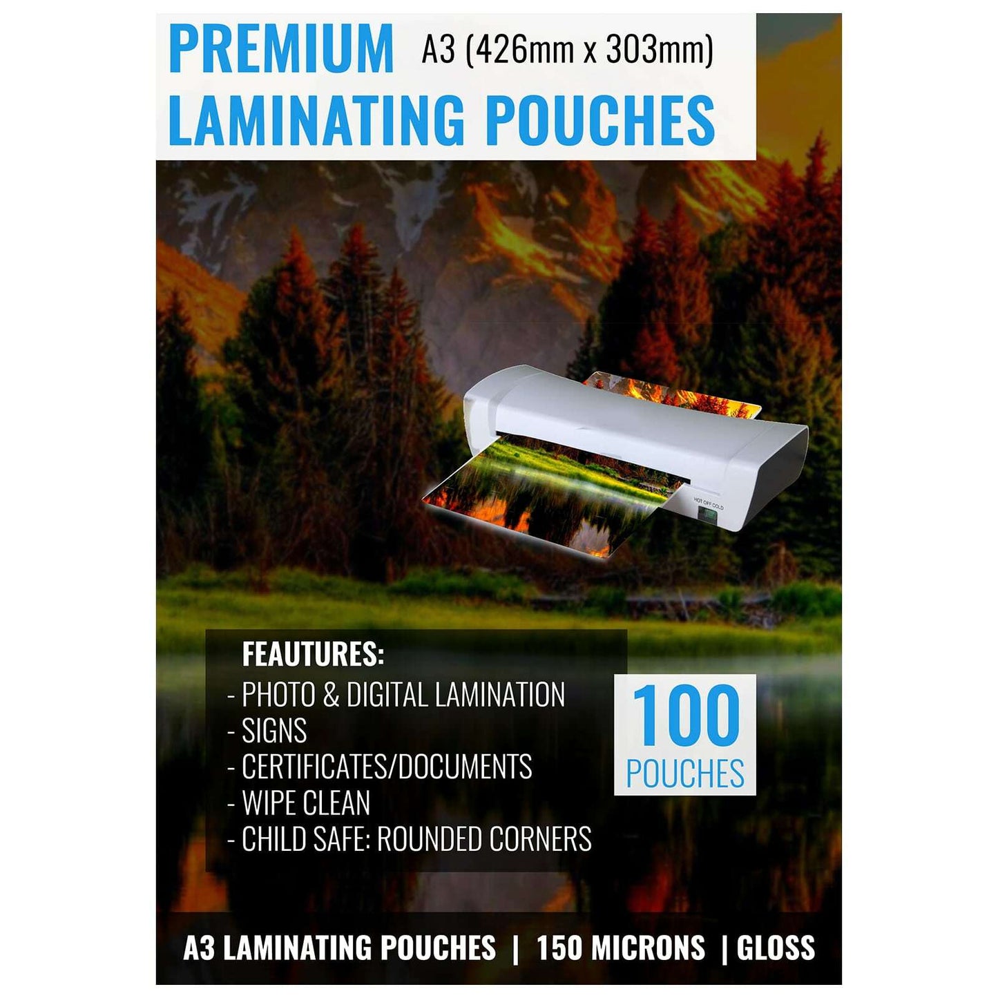 Laminating Pouches 150 Micron Gloss Pack Laminator Sheets A4 A3 A5 Pouches