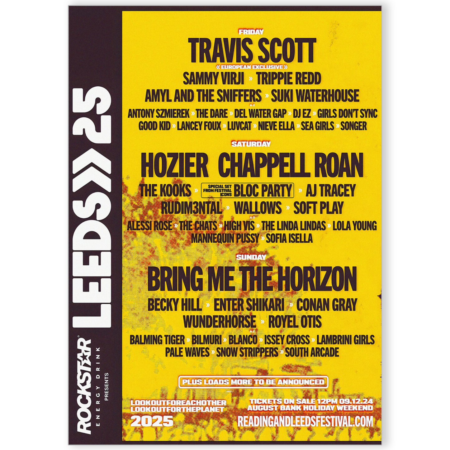 Leeds Festival Poster 2025 Bring Me The Horizon, Chappell Roan Music Festival