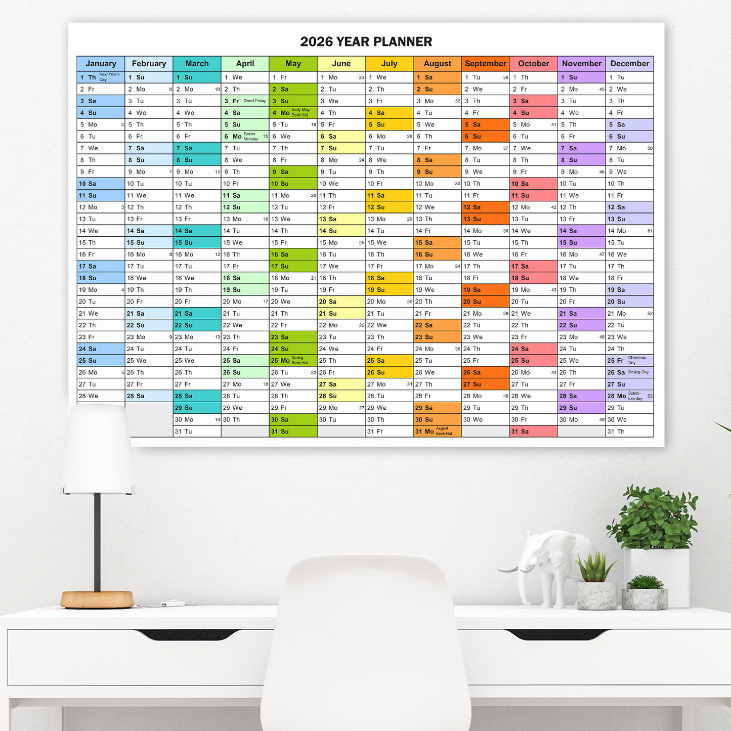 2026 Year Planner Wall Planner Home Office School Annual Organiser