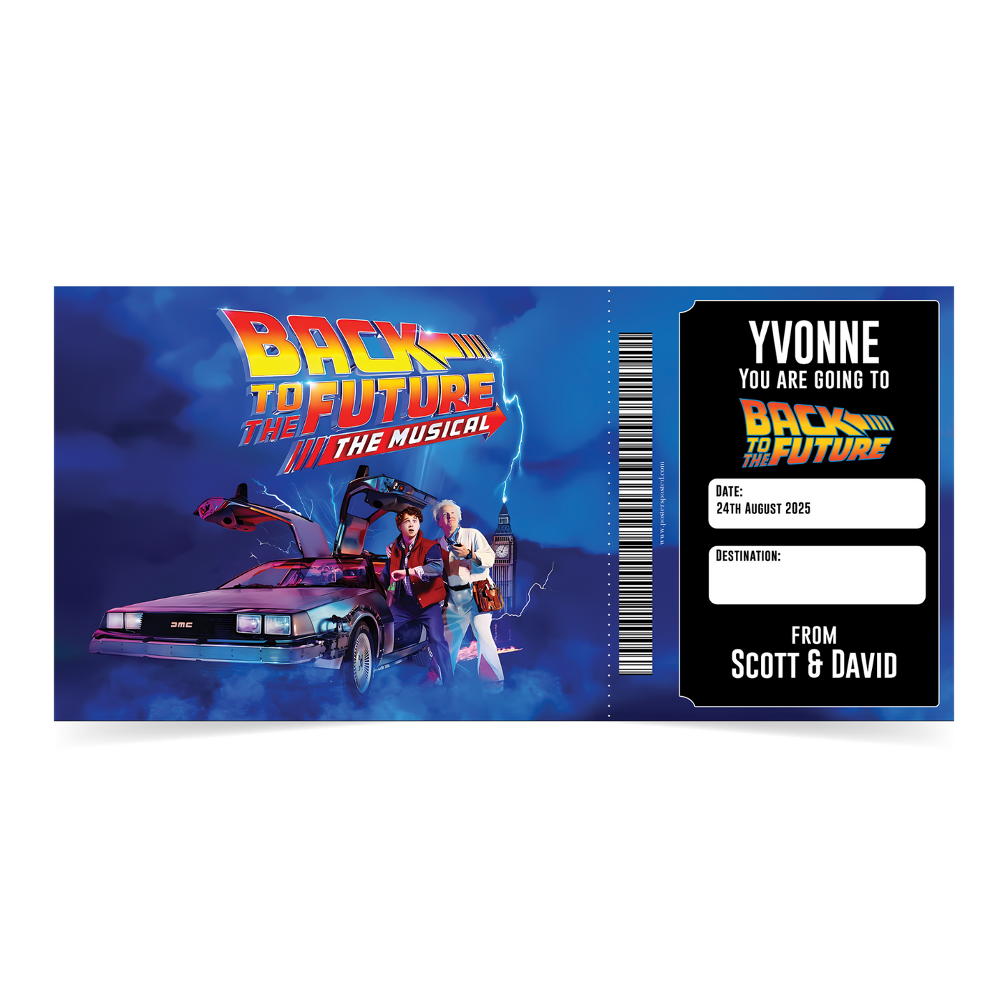 Back To The Future Musical Theatre Ticket Personalised Gift