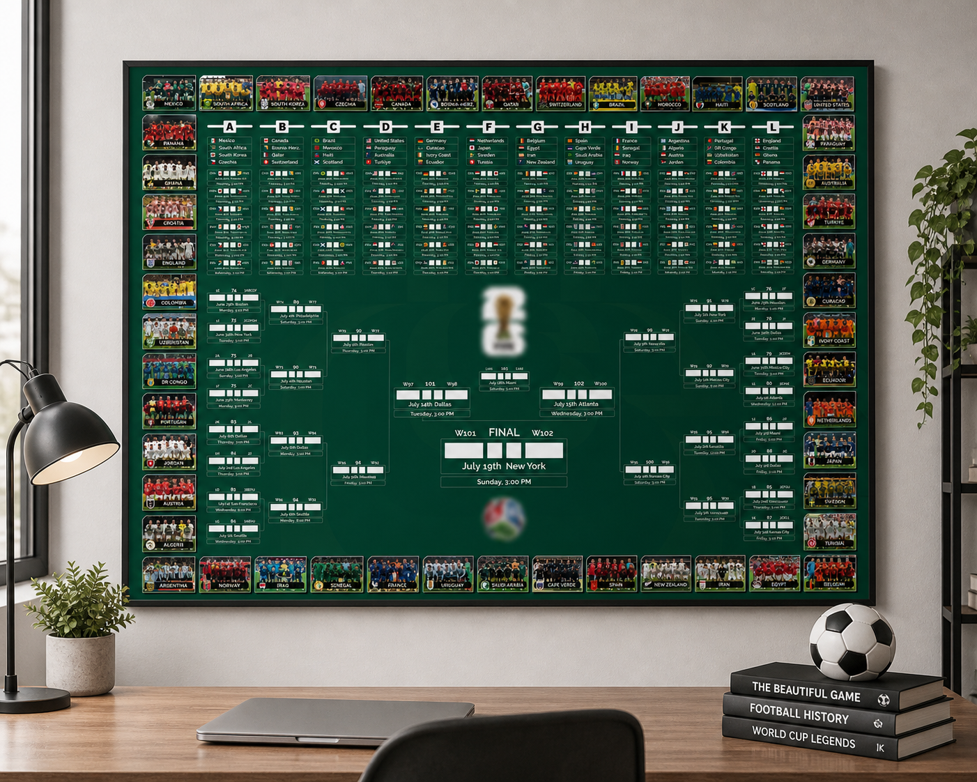 Football World Cup 2026 Wall chart World Cup Schedule Print Large Print A5-A1