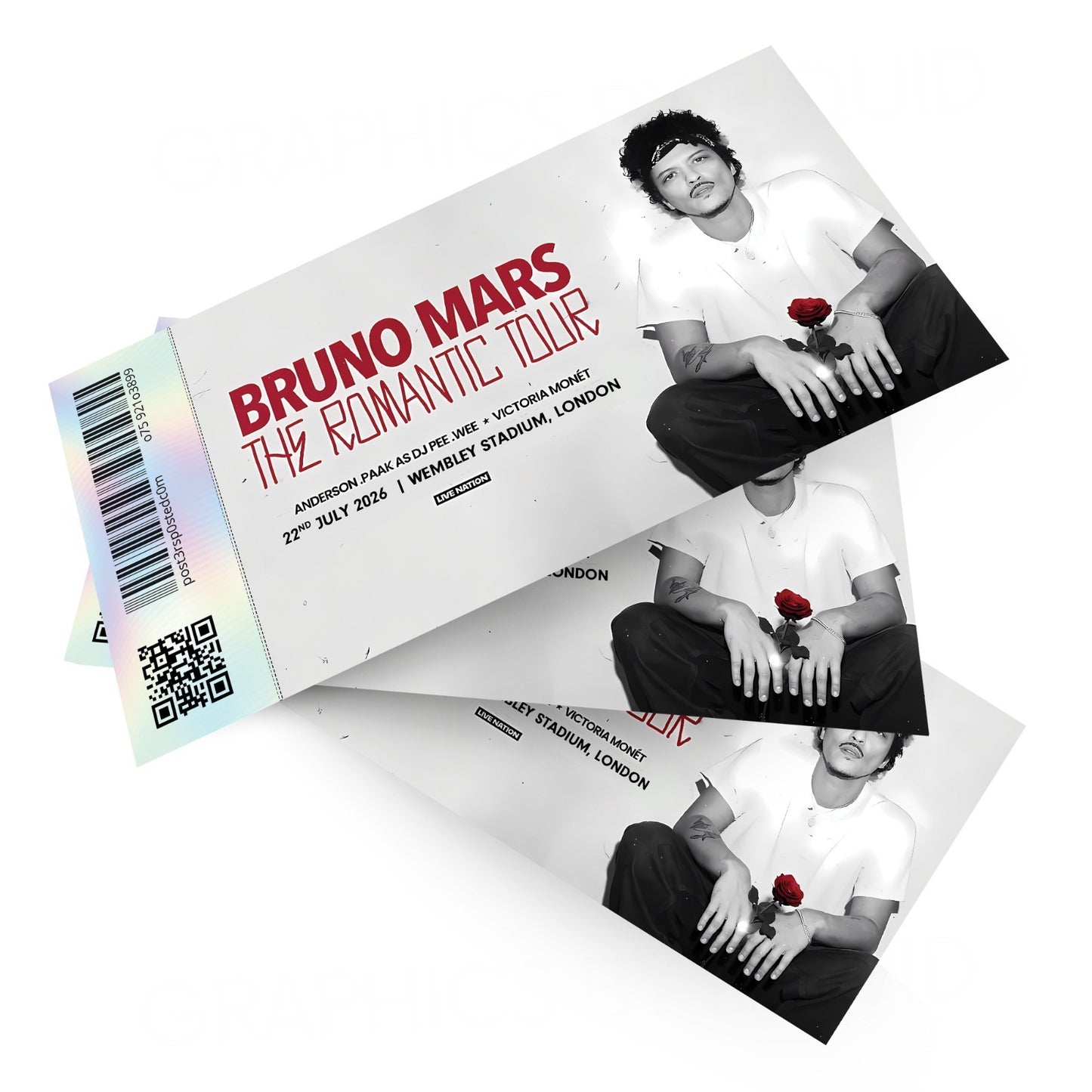 Bruno Mars Ticket The Romantic Tour Surprise Gift Stub Replica Ticket Souvenir