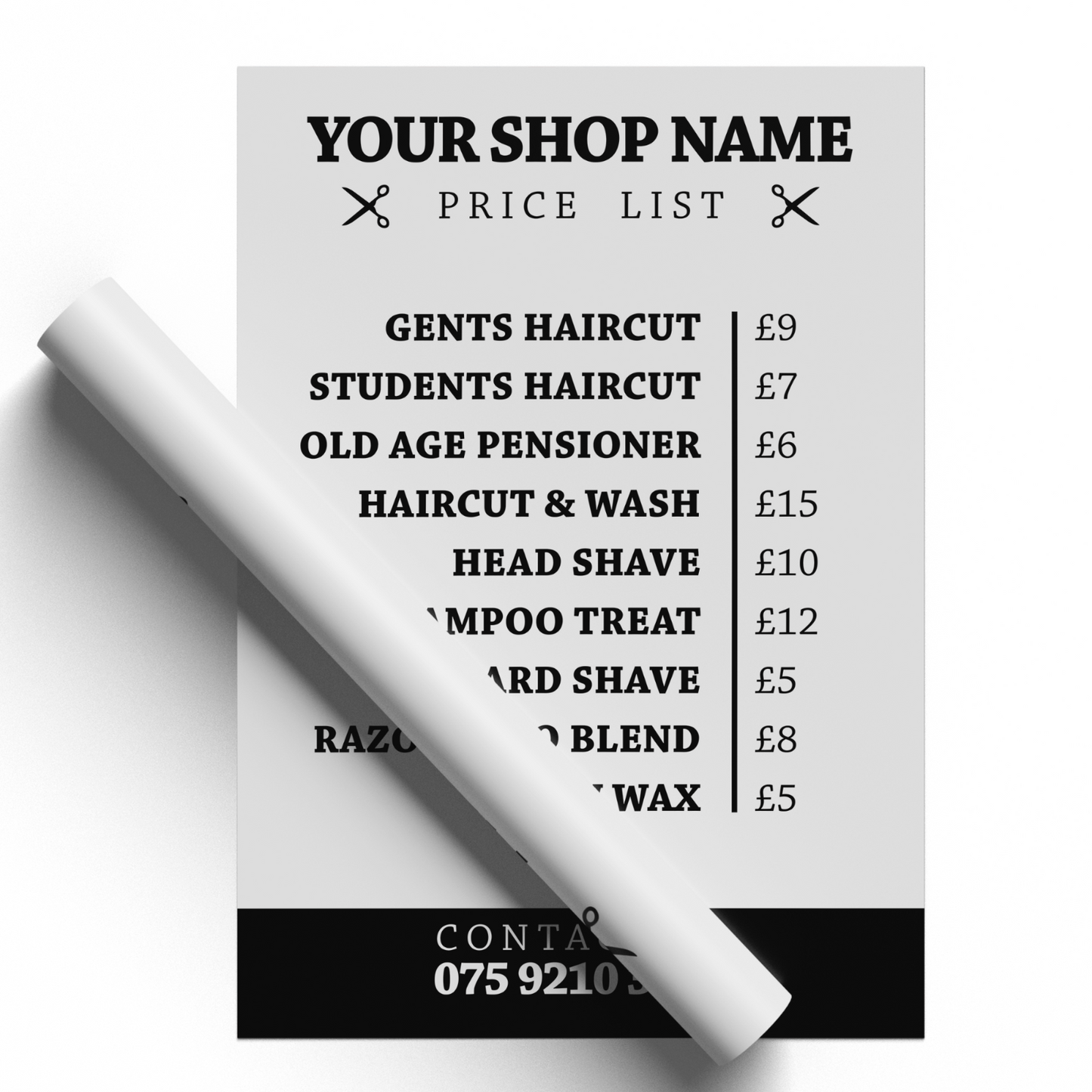 Barber Shop Price List Poster Sign - Salon Advertising Prices A5-A3
