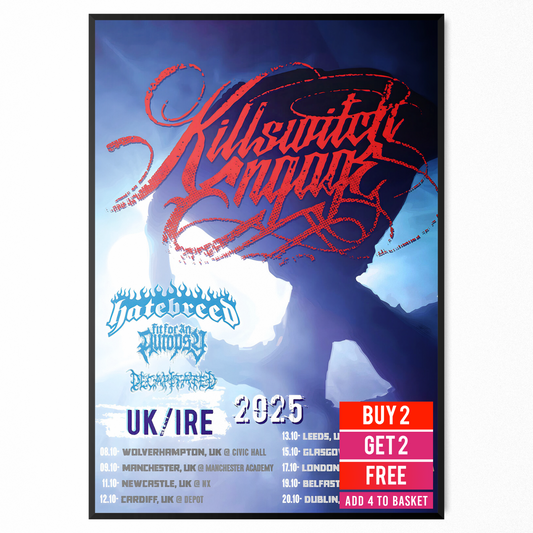 Killswitch Engage 2025 Tour Poster Print UK/Ireland Tour 2025 Poster A5-A3