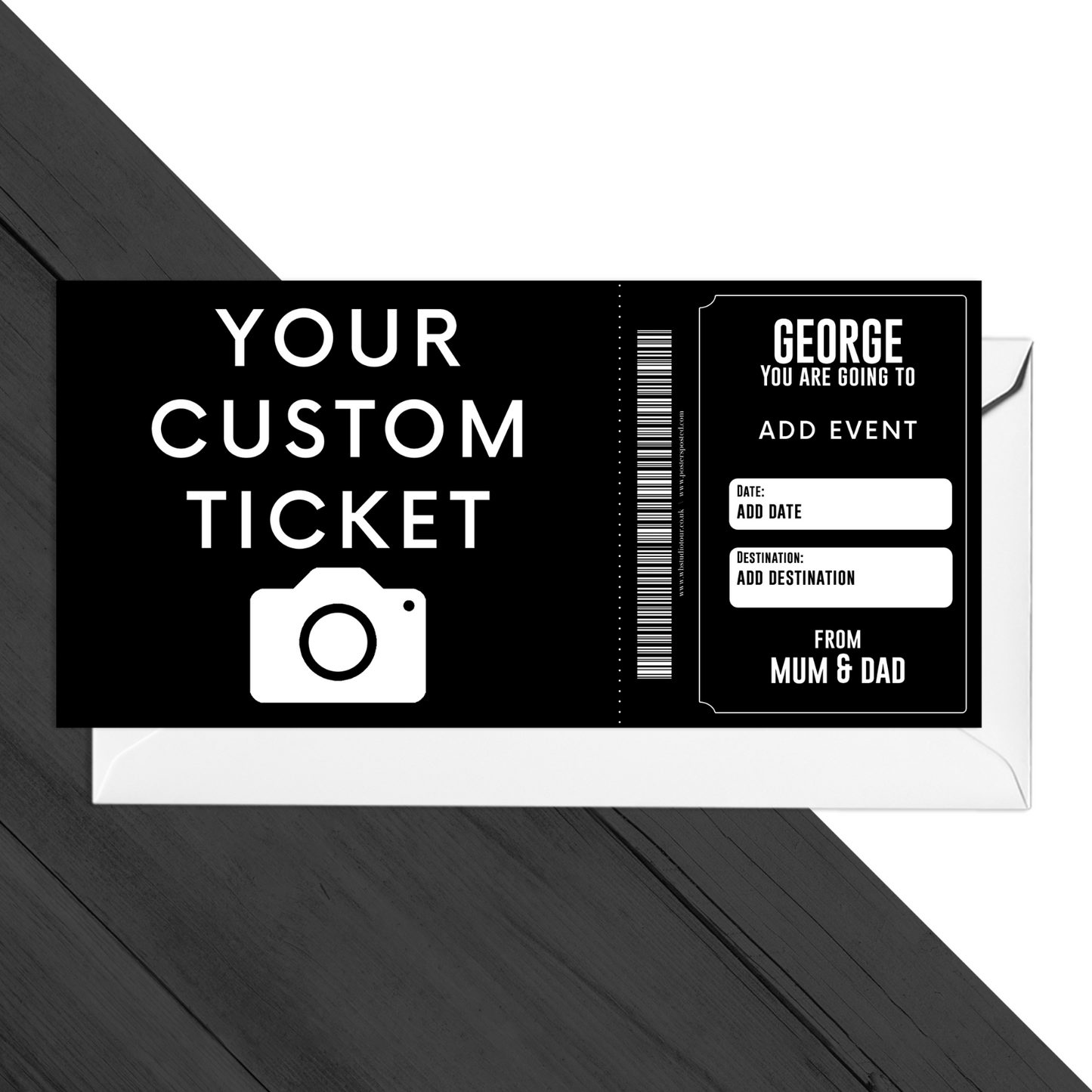 Personalised Custom Concert Ticket Souvenir Festival Gift Voucher Keepsake