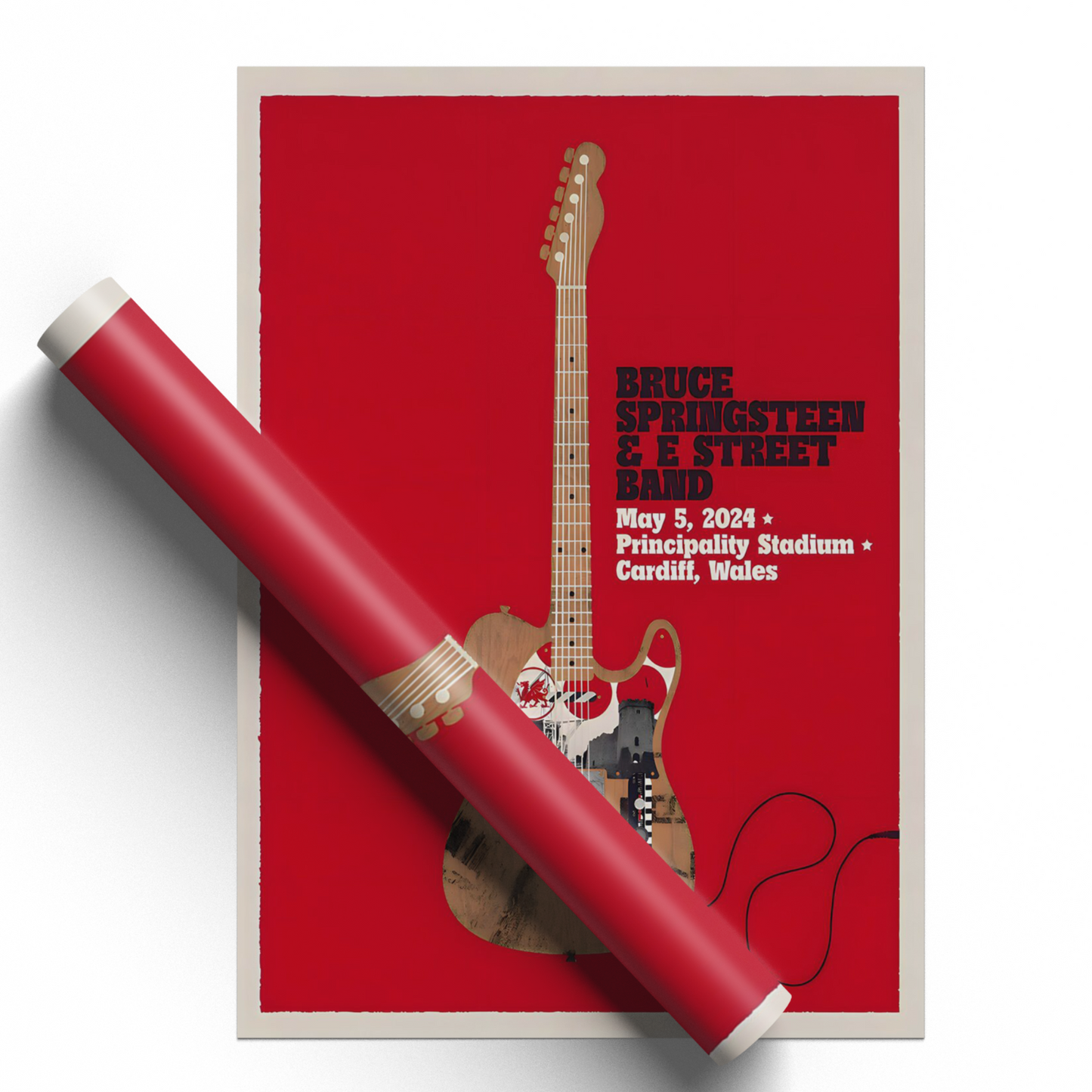 Bruce Springsteen 2024 Cardiff Wales Poster Principality Stadium UK Tour Poster