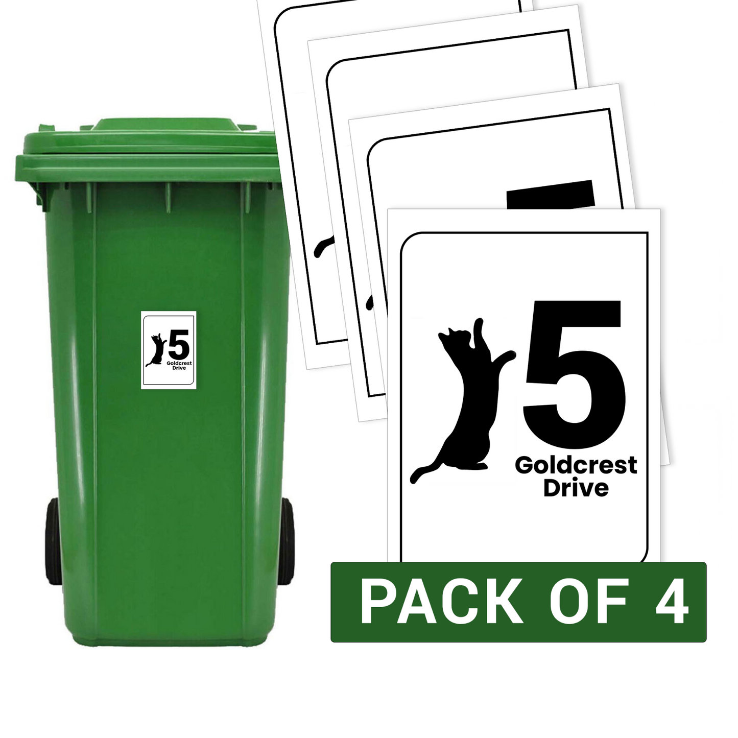 Wheelie Bin Stickers Numbers House Numbers Vinyl Sign Street Road Name