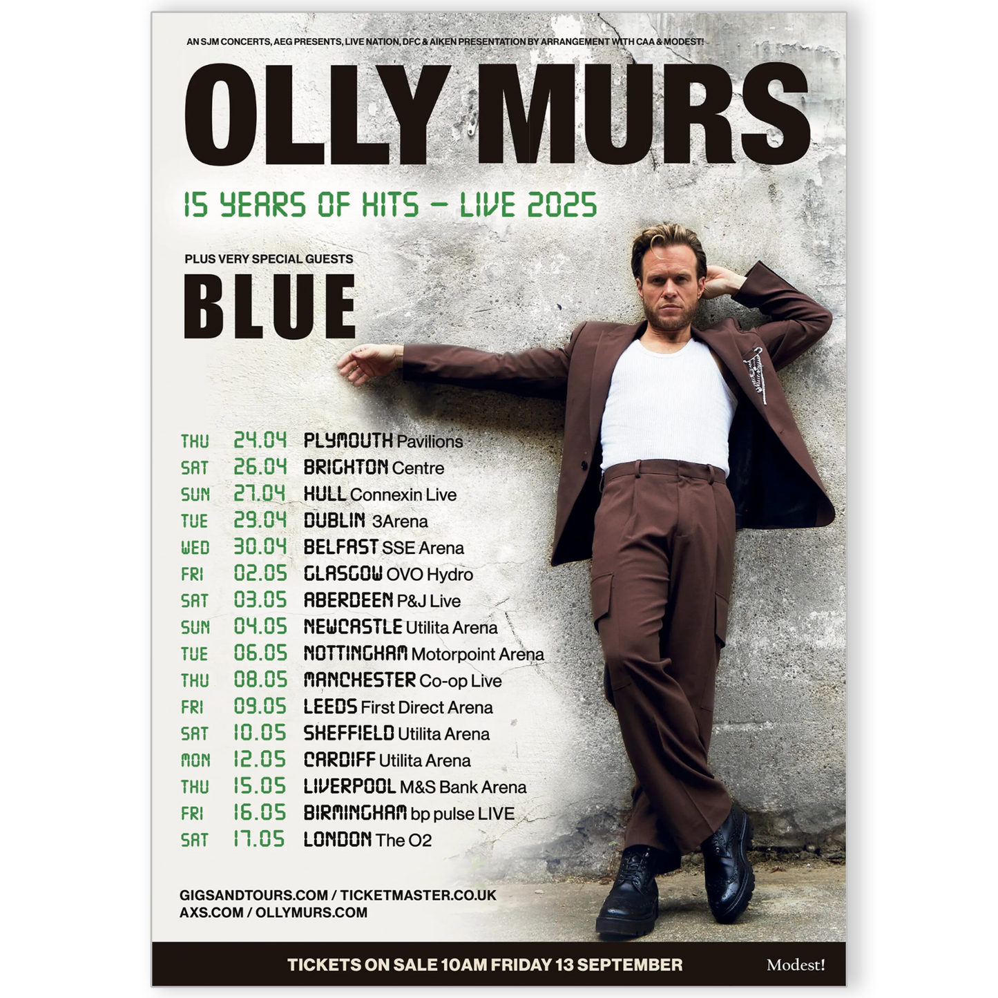 Olly Murs 15 Years Of Hit Concert Poster Print UK Tour For Olly Murs Fan A5-A3