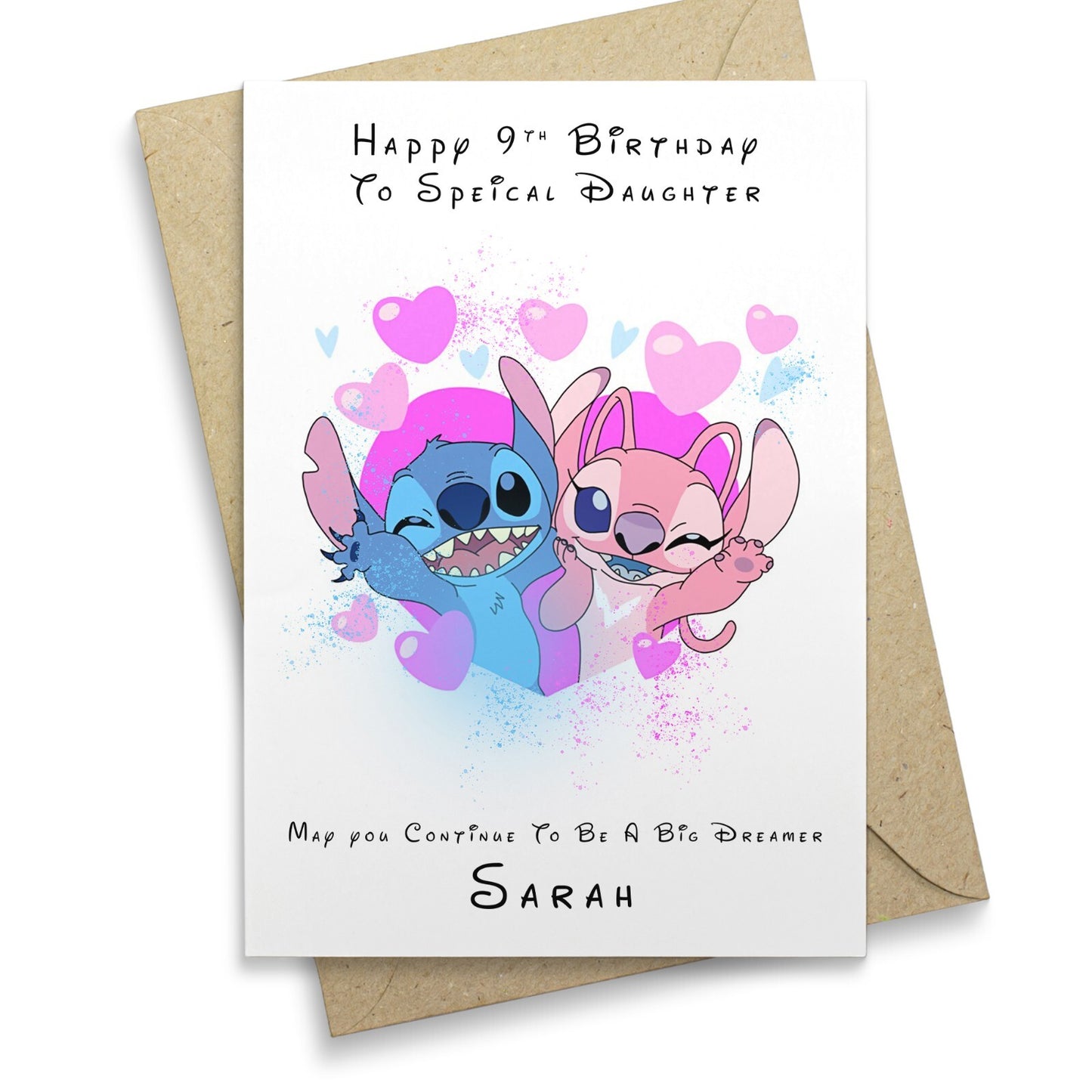 Lilo and Stitch Birthday Card Girls Granddaughter Niece Aunty Personalised Gift