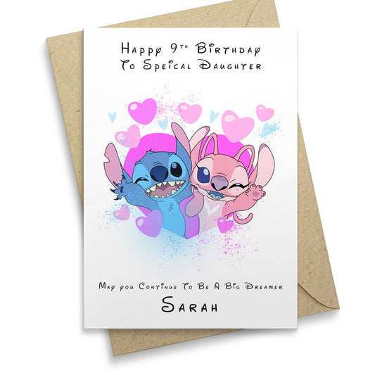 Lilo and Stitch Birthday Card Girls Granddaughter Niece Aunty Personalised Gift