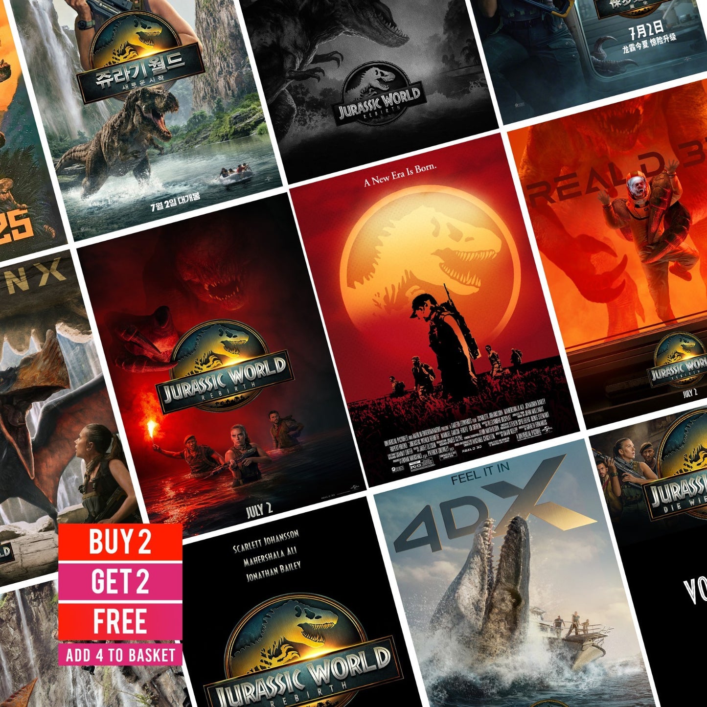 Jurassic World Rebirth 2025 Movie Posters A5-A3 Film Set Wall Art Home Deco