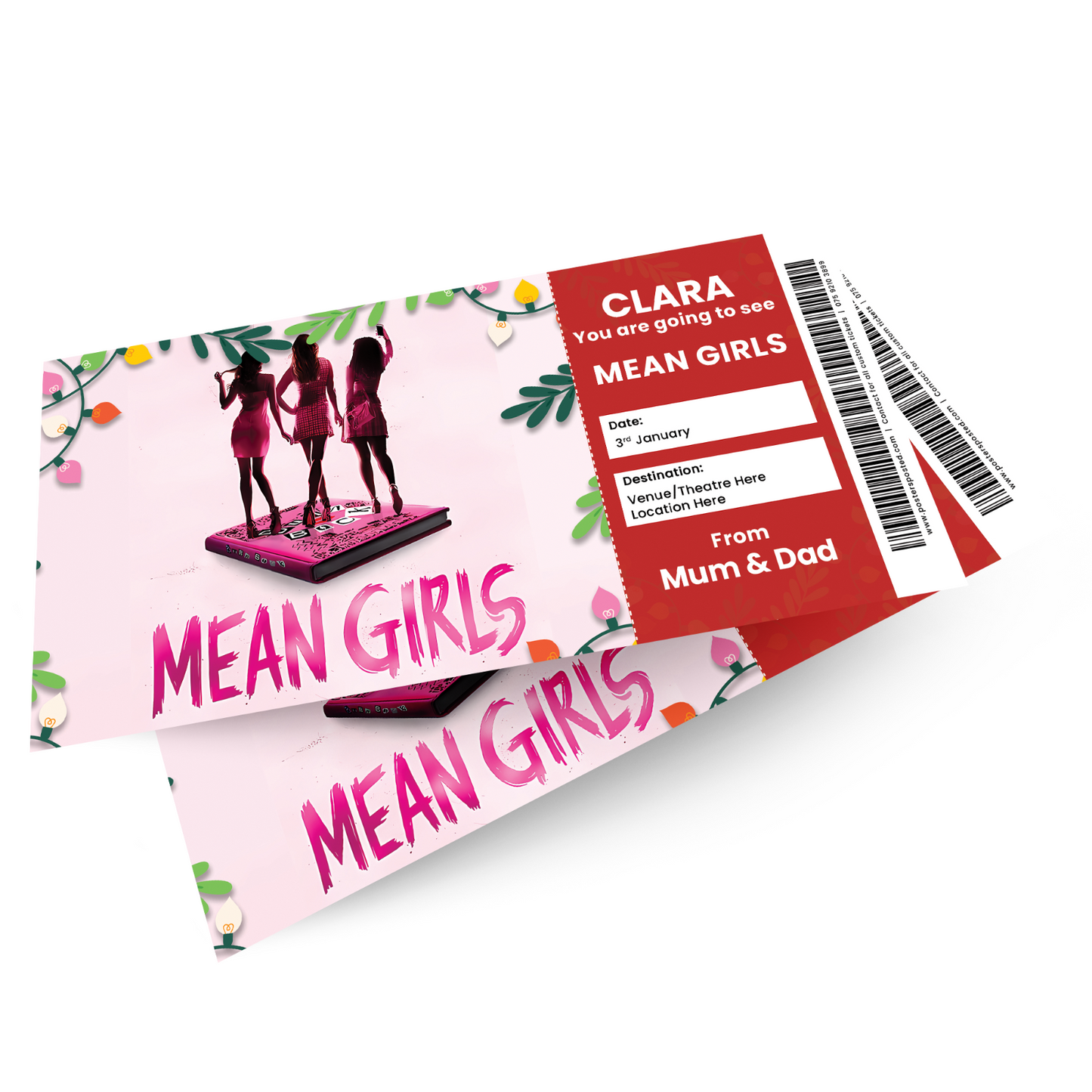 Mean Girls Musical Show Personalised Ticket Birthday Christmas present Xmas Gift