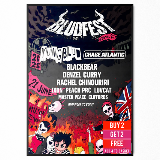 Bludfest Festival 2025 Poster Music Poster Line-Up For Music Fans Print A5 A4 A3