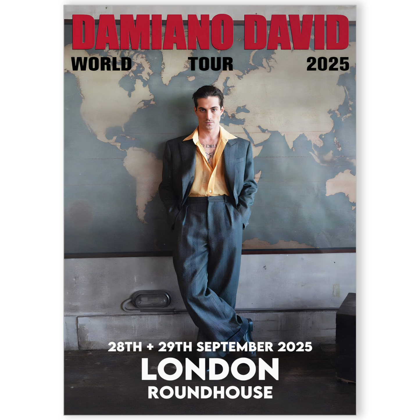 Damiano David Concert 28+29th September 2025 London Poster For Daminao Fans
