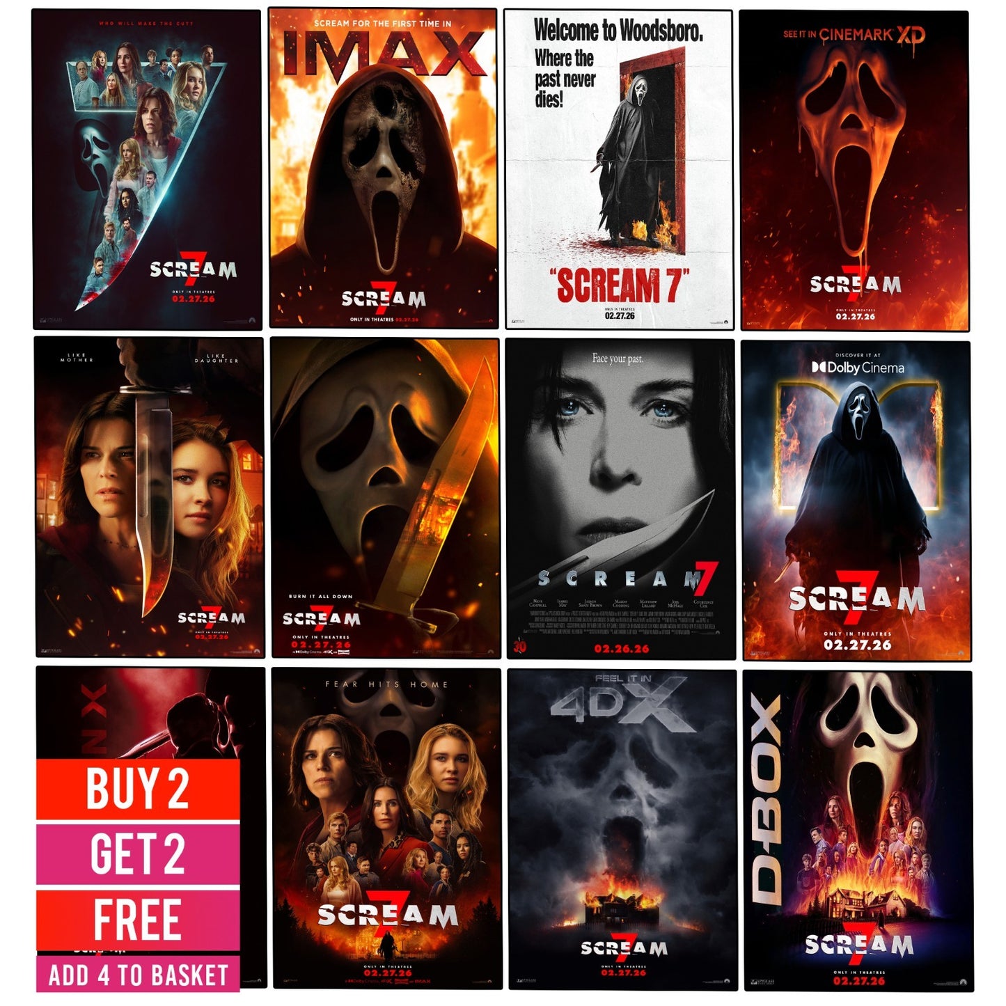 Scream Poster Print Horror Movie 2026 Courteney Cox, Neve Campbell Prints