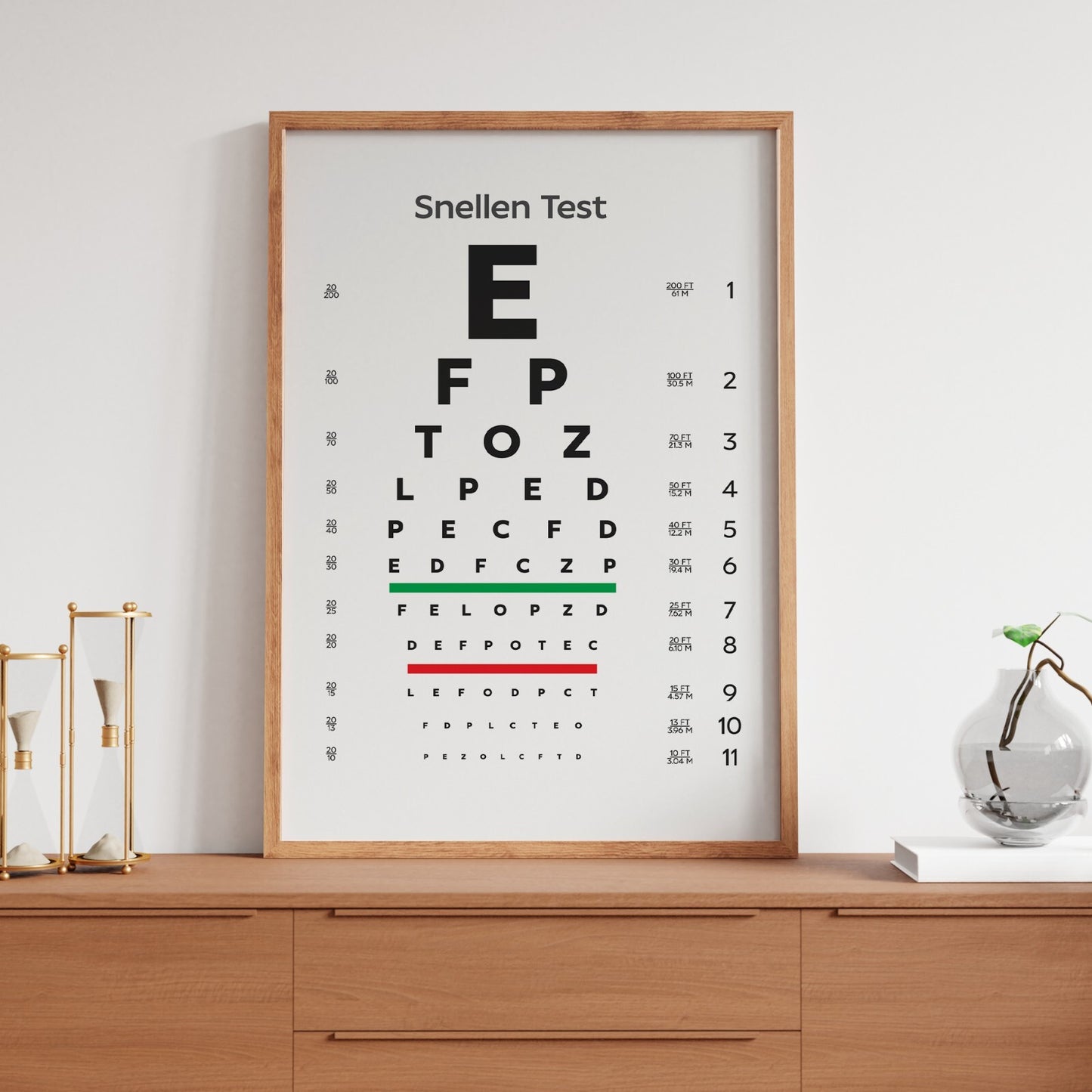 Snellen Eye Chart Optician Glasses Test Opticians poster print A5 A4 A3