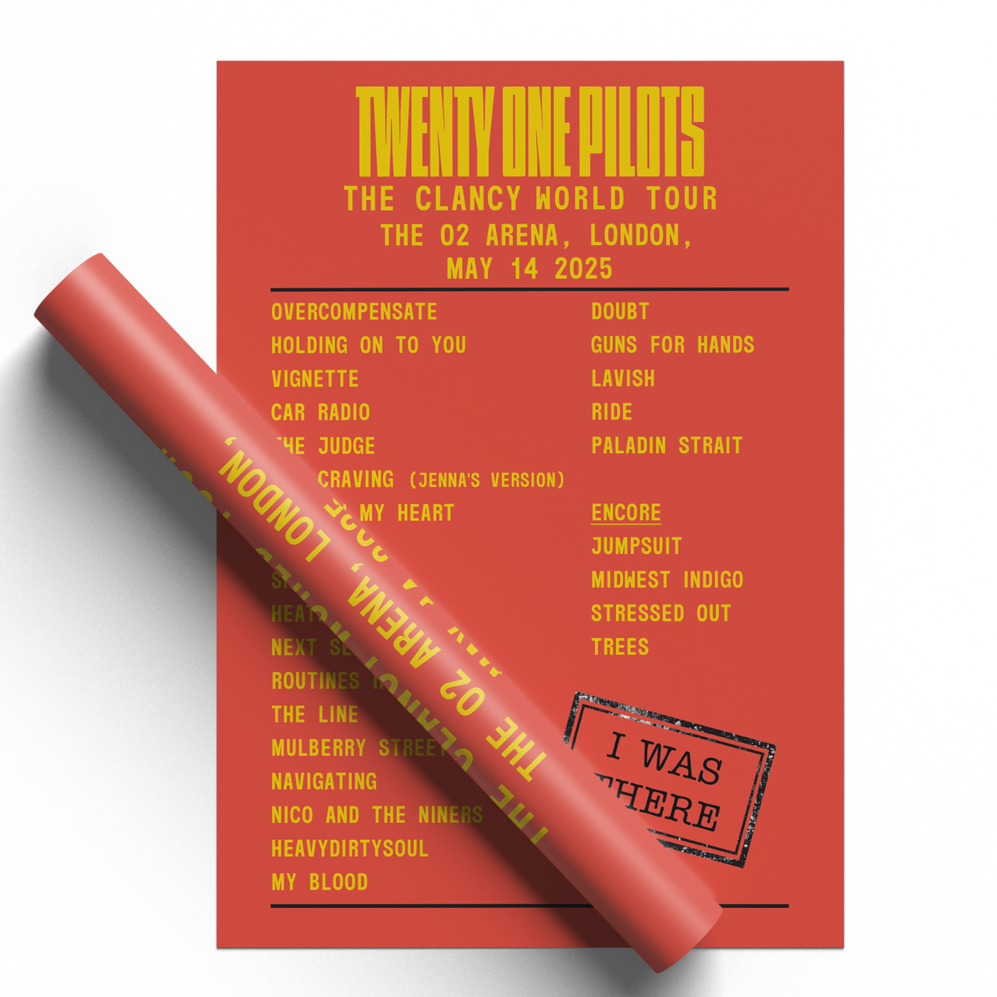 Twenty One Pilots 2025 UK Tour The Clancy World Tour Setlist Poster Print A5-A3