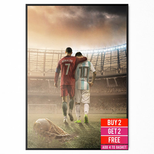 Cristiano Ronaldo Lionel Messi Football Legends Poster Wall Picture Messi Poster