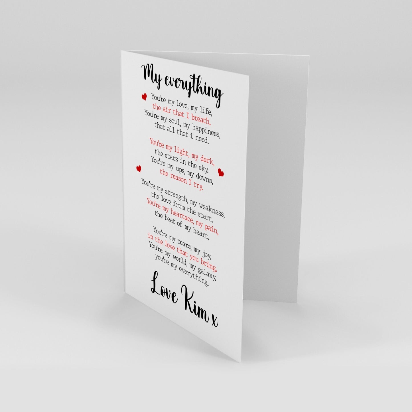 Anniversary Wedding Gift Card Personalised Love Poem Gift Card For Him Her Gift