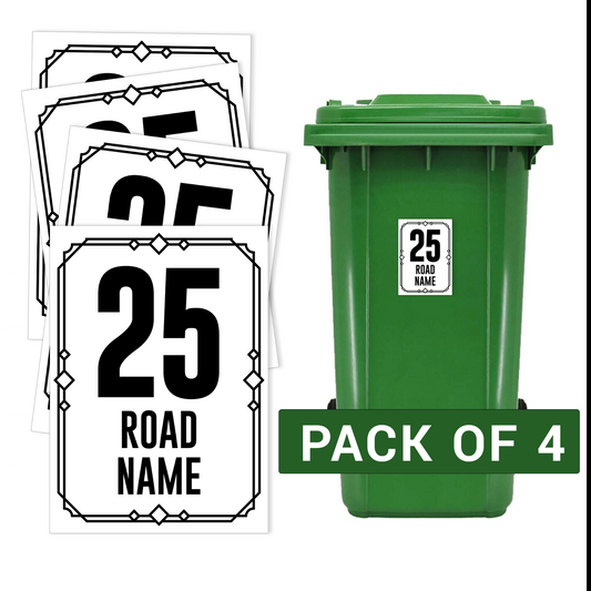 Wheelie Bin Stickers House Numbers for Bins Personalised Number Address