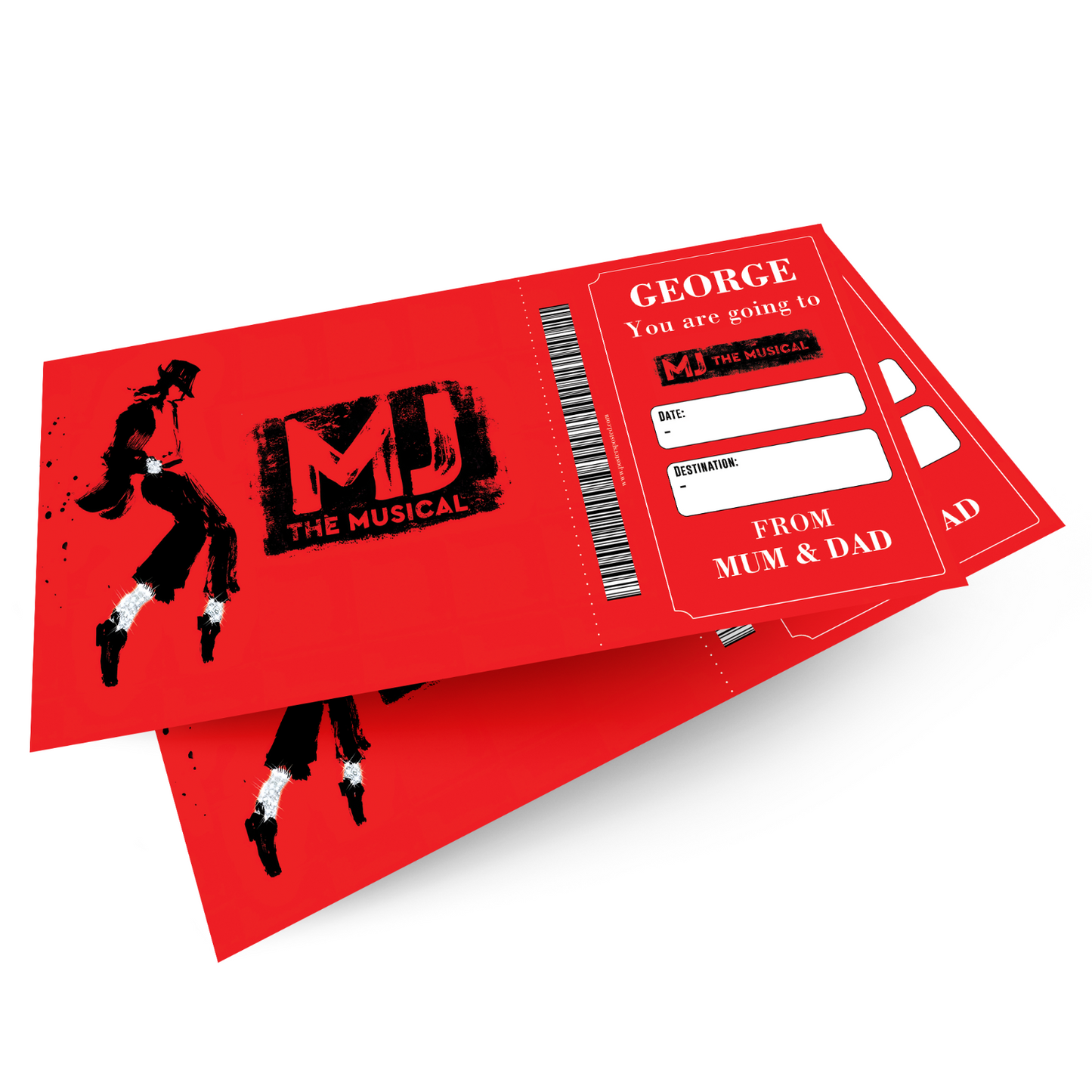 MJ The Musical Theatre Ticket Personalised Gift Reveal Custom Keepsake Gift