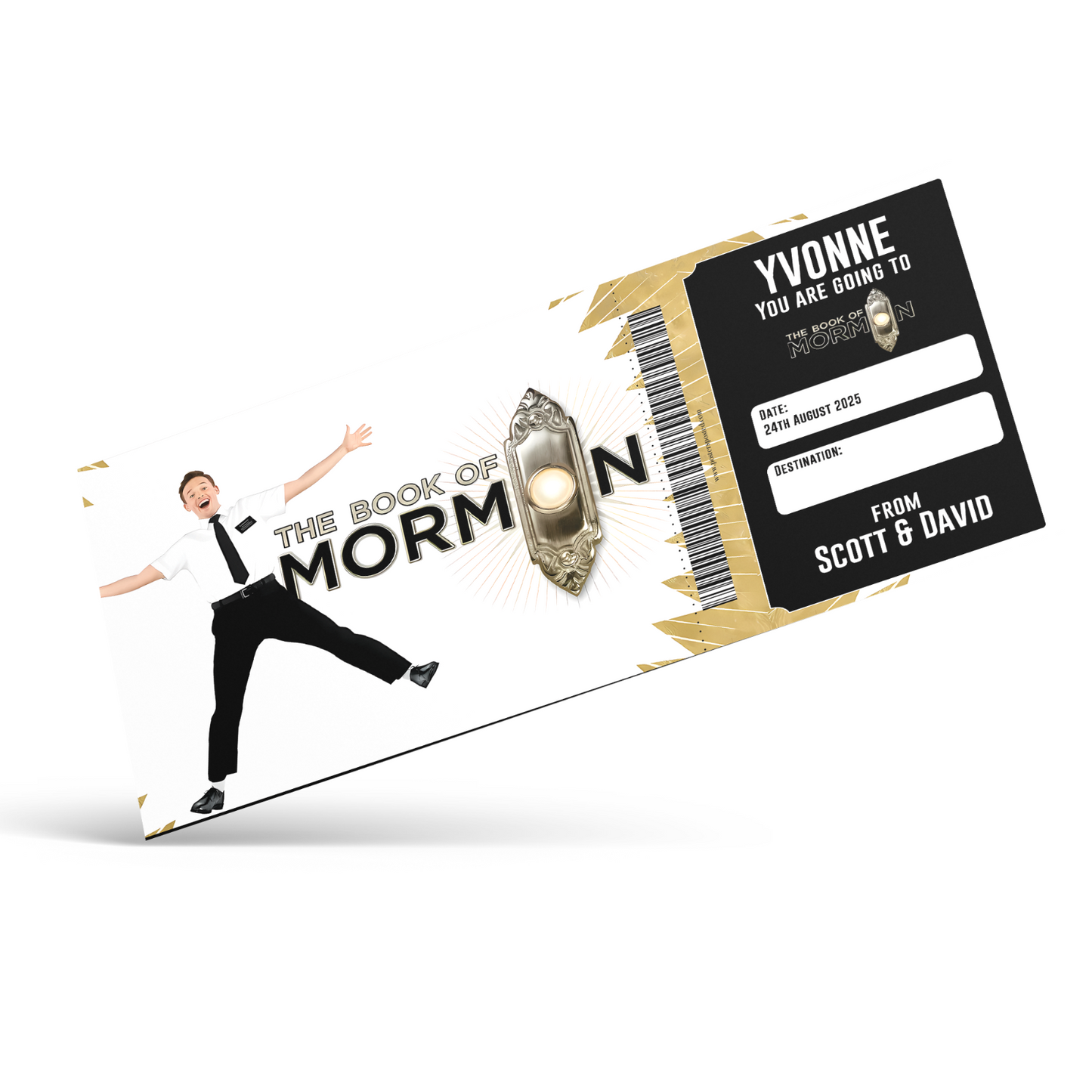 The Book Of Mormon Mock  Ticket Personalised Musical Theatre Reveal 2026